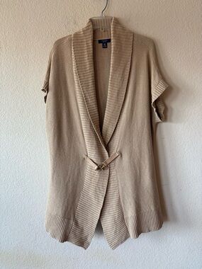 Chaps Women’s Knitted Cardigan Short Sleeve Equestrian Buckle Closure 2X